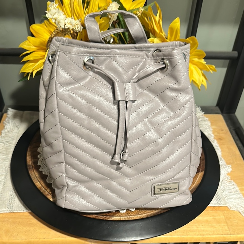 Bella Russo Gray Quilted Backpack NWOT